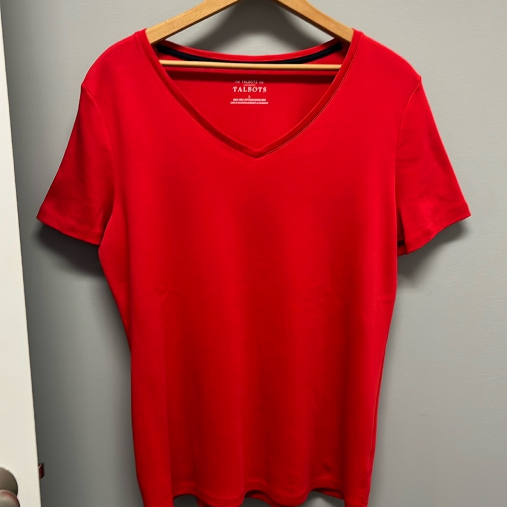 Talbots V-Neck Red Tee Shirt NWOT